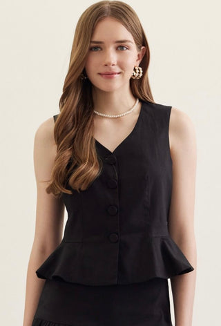 Emily black button up peplum