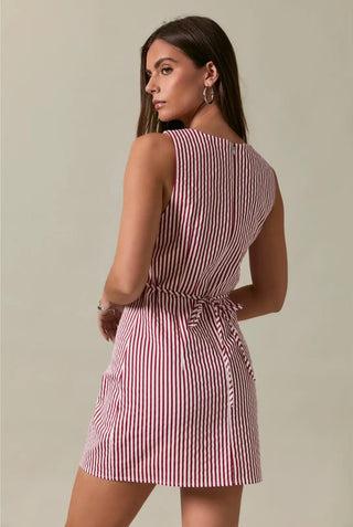 Melody stripe crimson dress