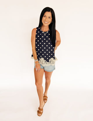 Trish Navy polka dot blouse