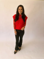 Stacie red cap sleeve sweater