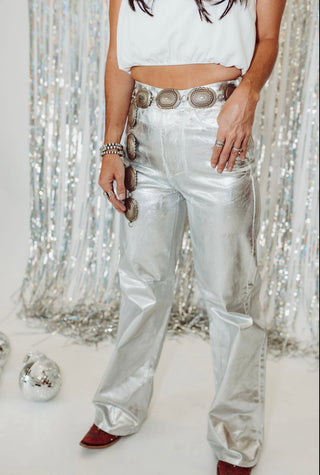 Vail silver wide leg denim