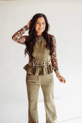 Joey olive suede pants