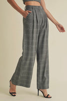 Plaid wide leg dress pants