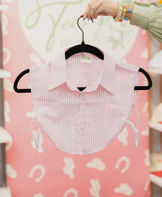 Pink & white stripe bib collar