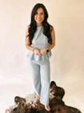 Palmer light blue peplum top