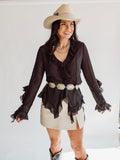 Amy black ruffle blouse