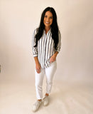 Cleo blue and white stripe button up - Thread&Supply