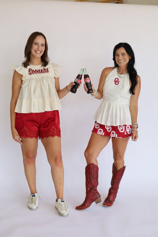 Sarah Sooners flutter sleeve blouse