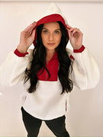 Crimson and cream fleece hoodie