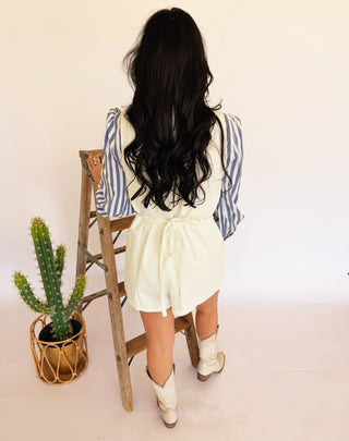 Whitney white denim romper