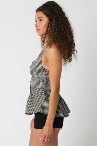 Payden black checkered halter top