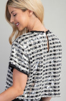 Charlie checkered sequin crop