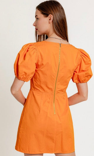 Gameday orange puff sleeve dress
