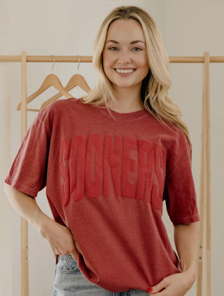 Sooners puff ink crimson comfort colors tee