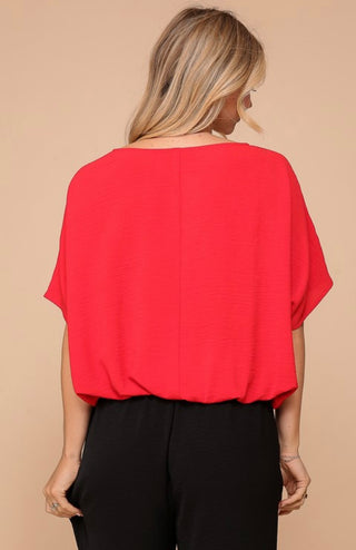 Shonda red batwing top