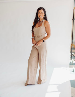 Brittany taupe jumpsuit