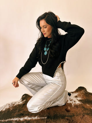 Vail silver wide leg denim