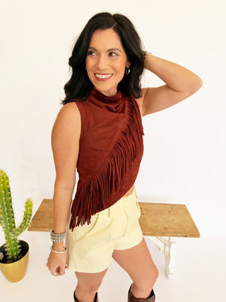 Alex suede fringe top