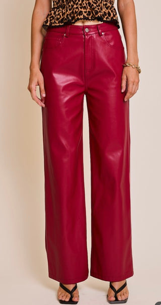 Dawn deep red leather pants