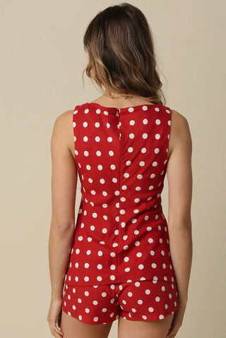 Alexis polka dot long line blouse
