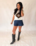 Paula subtle shimmer Aztec top