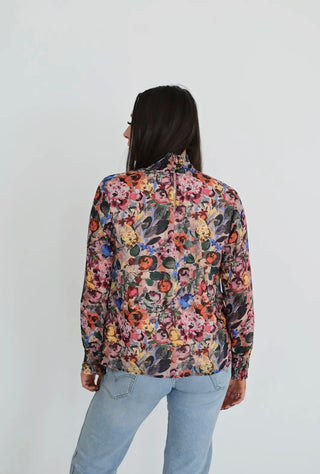 Cora floral mock neck blouse