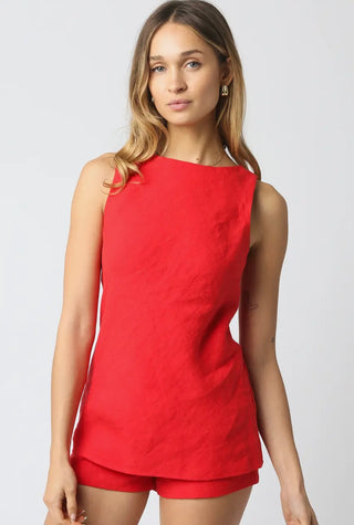 Cayli red long line blouse