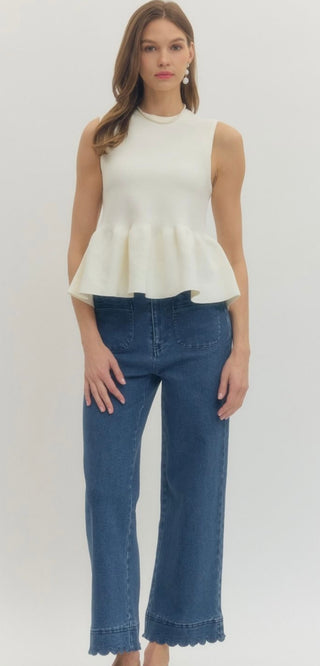 Malia cream peplum top