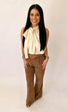 Carly cream blouse with self tie bow