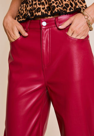 Dawn deep red leather pants