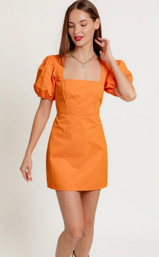 Gameday orange puff sleeve dress