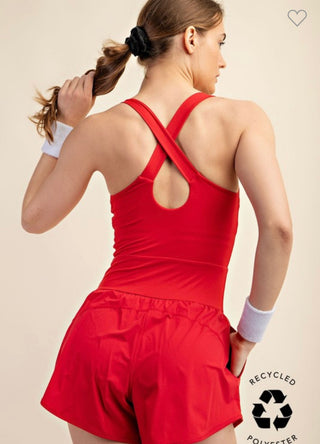 Callie red athletic romper
