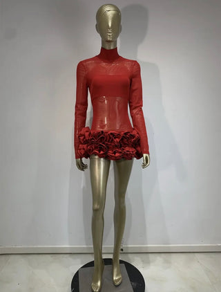 PREORDER- Kylan mini 3d floral mesh dress