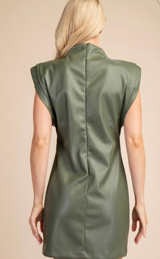 Gretchen olive green leather dress