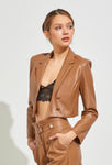 Tan leather cropped jacket