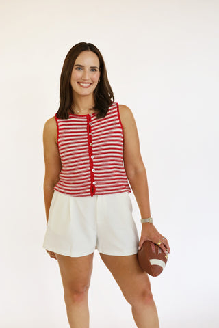 Shelia stripe crimson and white sweater vest