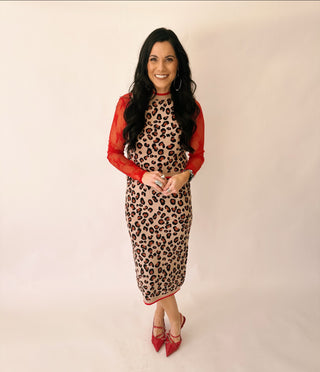 Leann leopard midi sweater skirt