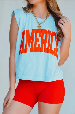 America puff muscle tee
