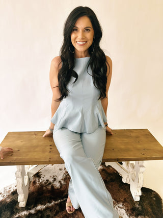 Palmer light blue peplum top