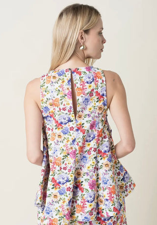 Lizeth Floral long line peplum top