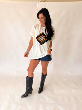 Paula subtle shimmer Aztec top