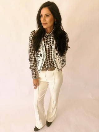 Ranch girl checkered Pearl snap