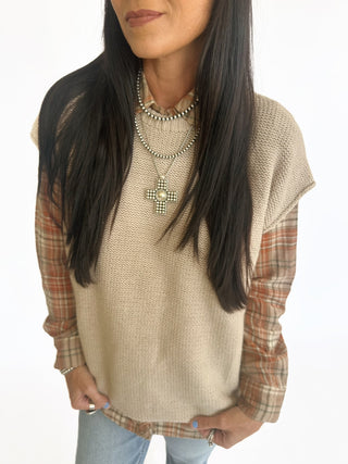Brandi taupe oversized sleeveless sweater