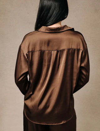Bethany Brown silk like button up