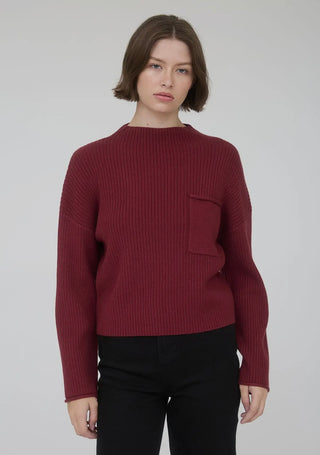 Karli burgundy pocket sweater