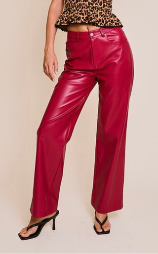 Dawn deep red leather pants