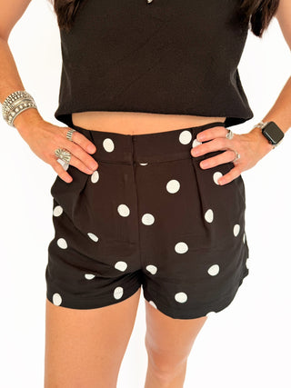 Black polka dot shorts