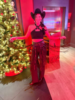 Fringe faux leather belt