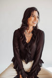 Amy black ruffle blouse