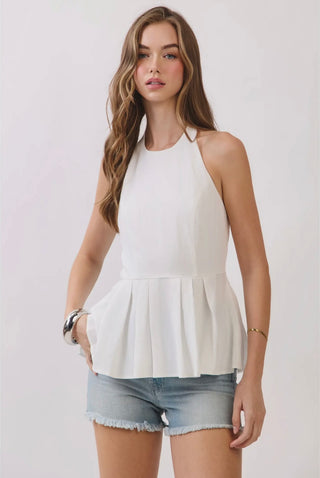 Nicole OU peplum halter top